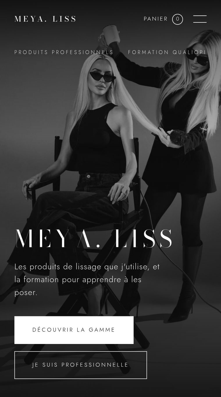 Aperçu du site Meya Liss, produits de lissage professionnels et formation certifiée