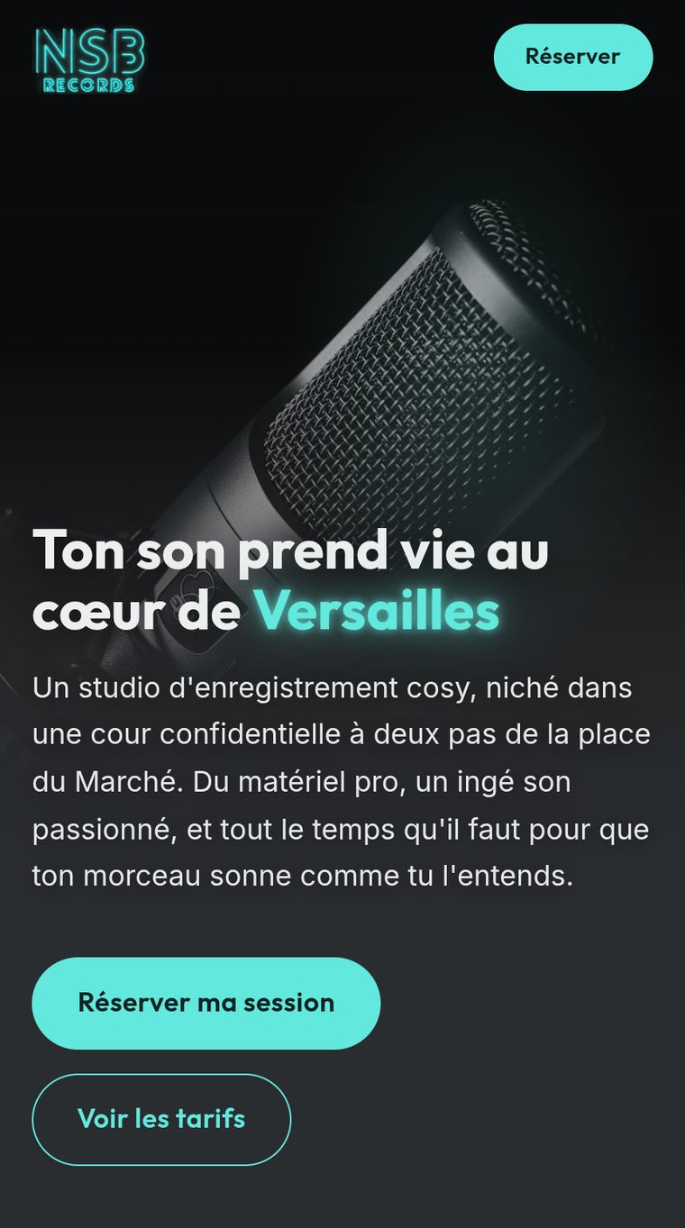Aperçu du site NSB Records, studio d'enregistrement à Versailles